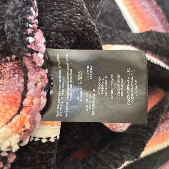 Volcom Striped Velour Sweater Oversized XS - Picture 4 of 4